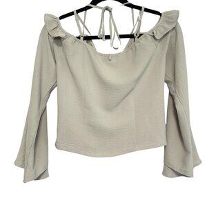 Boho Fairy Bell Sleeve Top Harper & Me Womens 10 Creamy Beige Ruffle Peasant